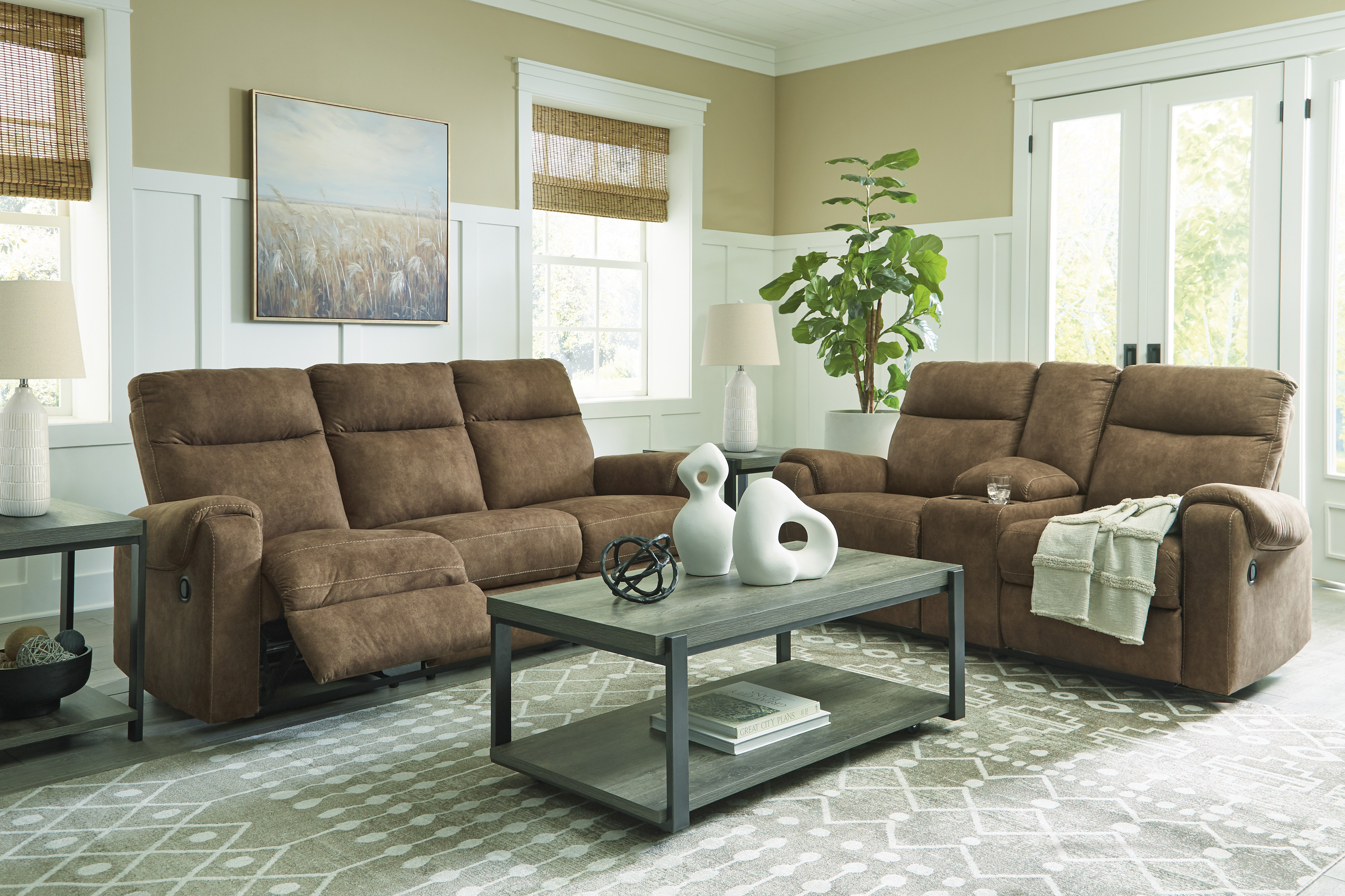 Edenwold Faux Leather Reclining Living Room Set