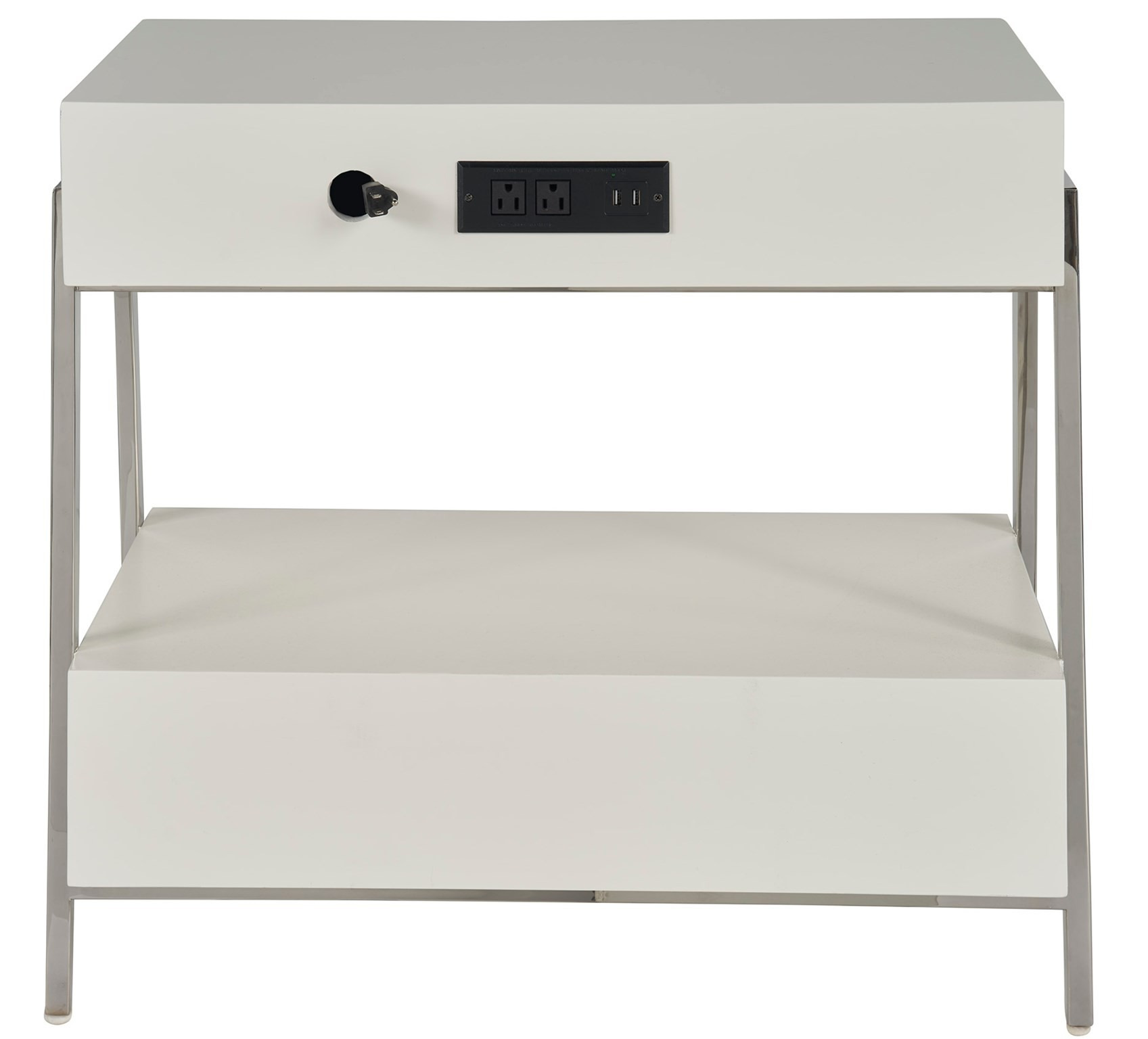 Ingrid Wood/Metal Nightstand w/2 Drawers