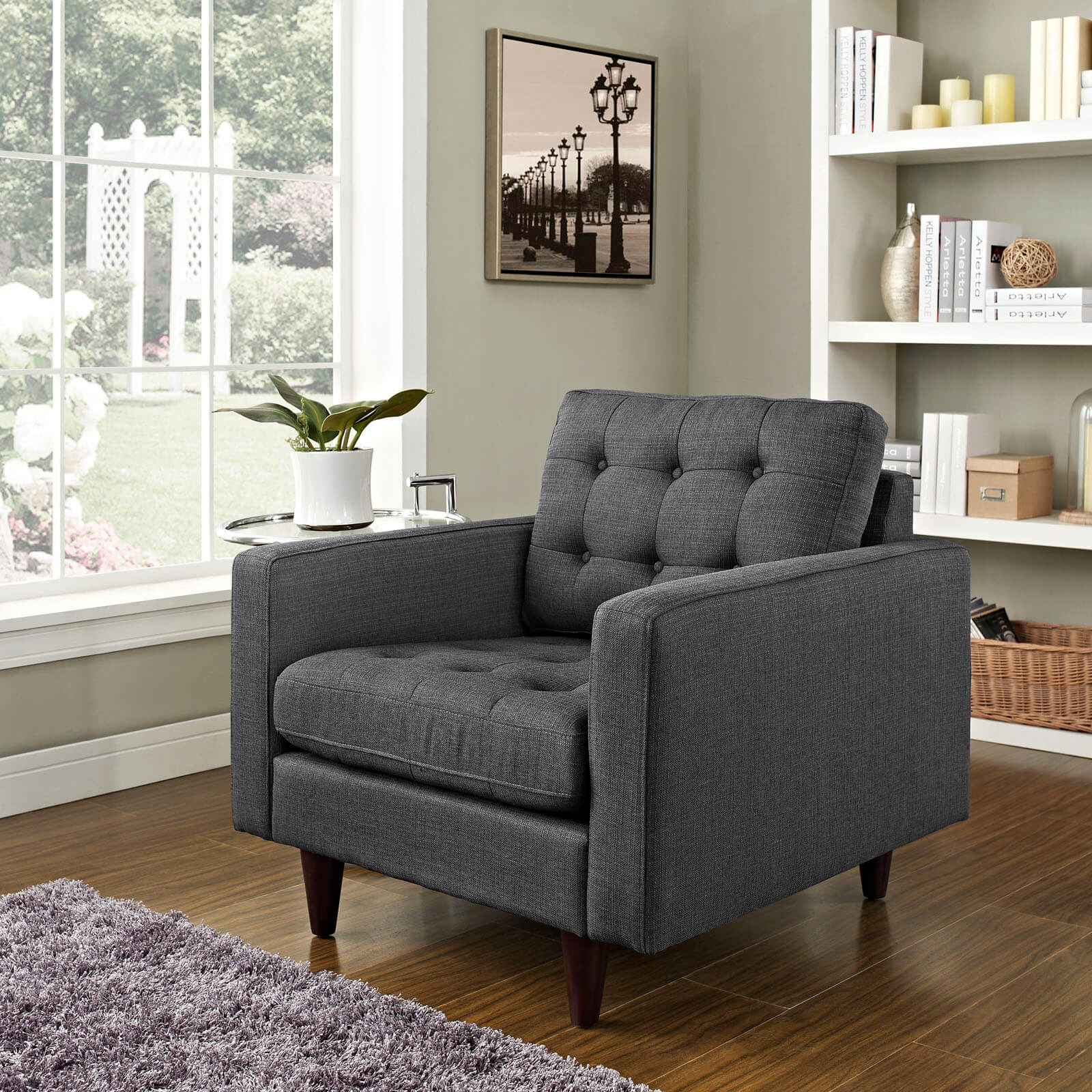 Empress Upholstered Armchair, Gray by Modway Furniture