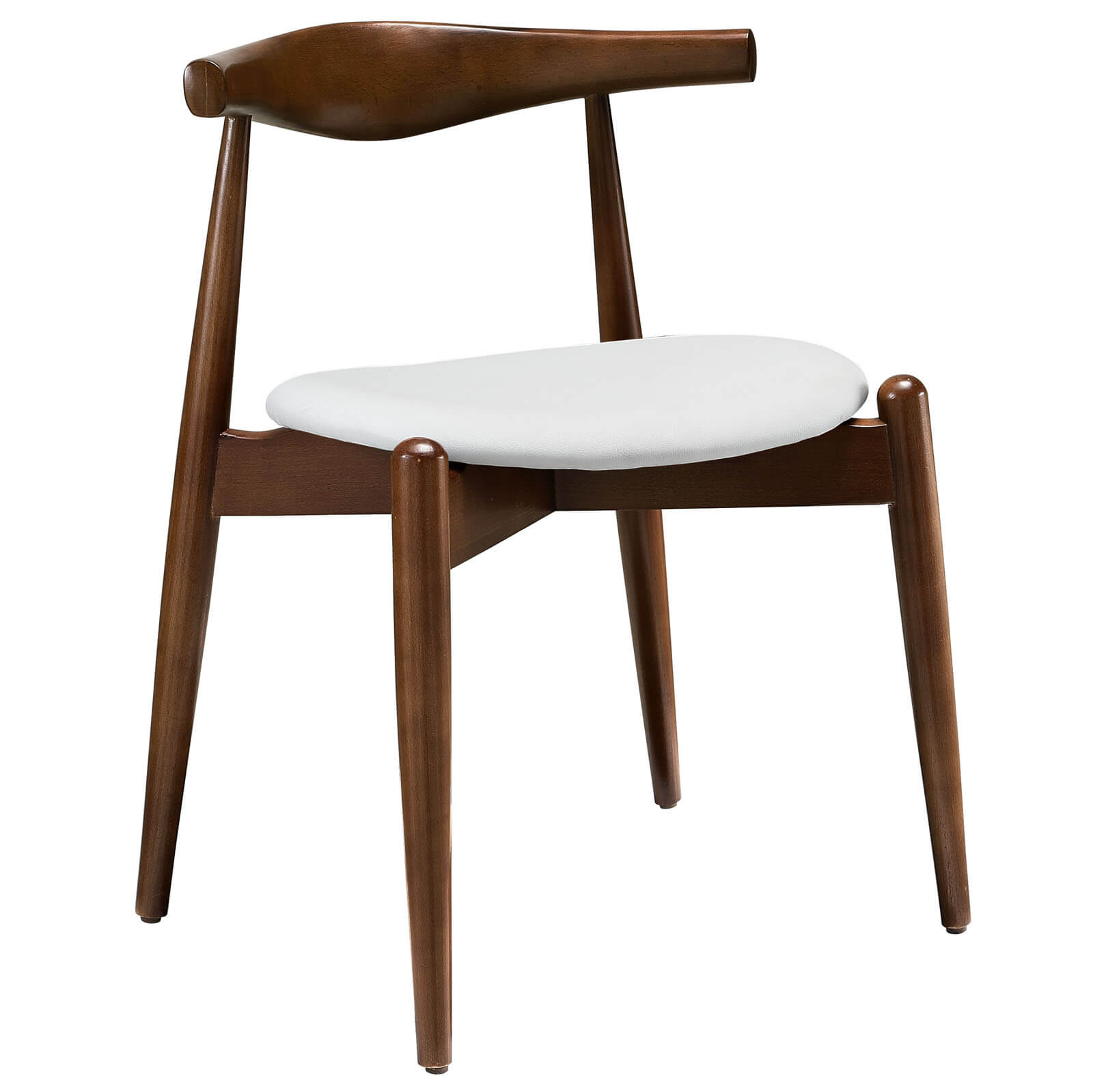 Stalwart Dining Side Chair, Dark Walnut + White by Modway Furniture