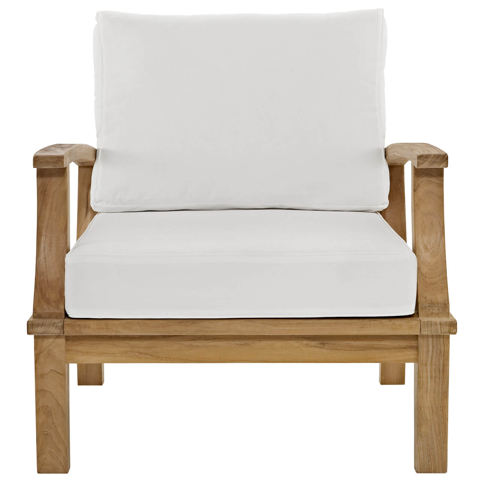 Marina Outdoor Patio Teak Armchair, Natural + White by Modway Furniture