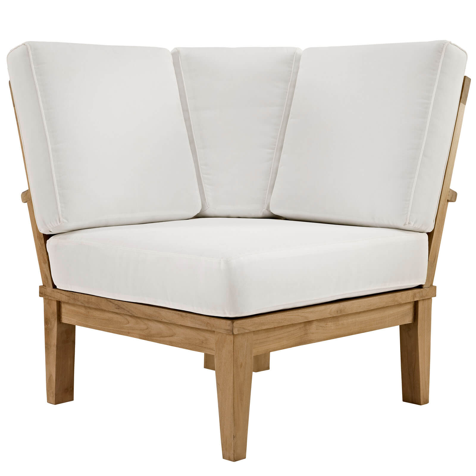 Marina Outdoor Patio Teak Corner Sofa, Natural + White by Modway Furniture