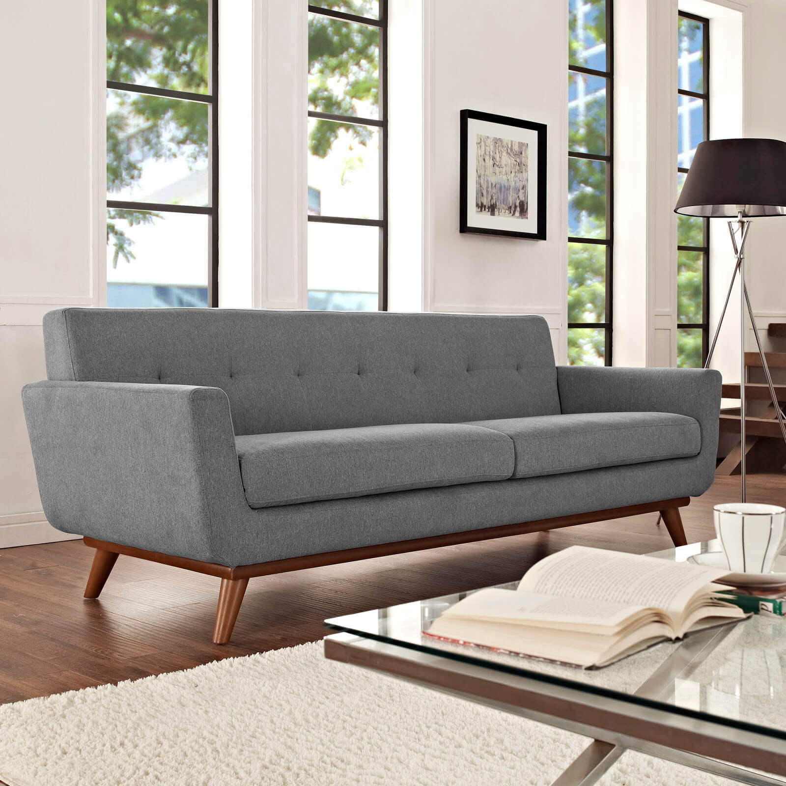 Engage Upholstered Sofa, Expectation Gray by Modway Furniture