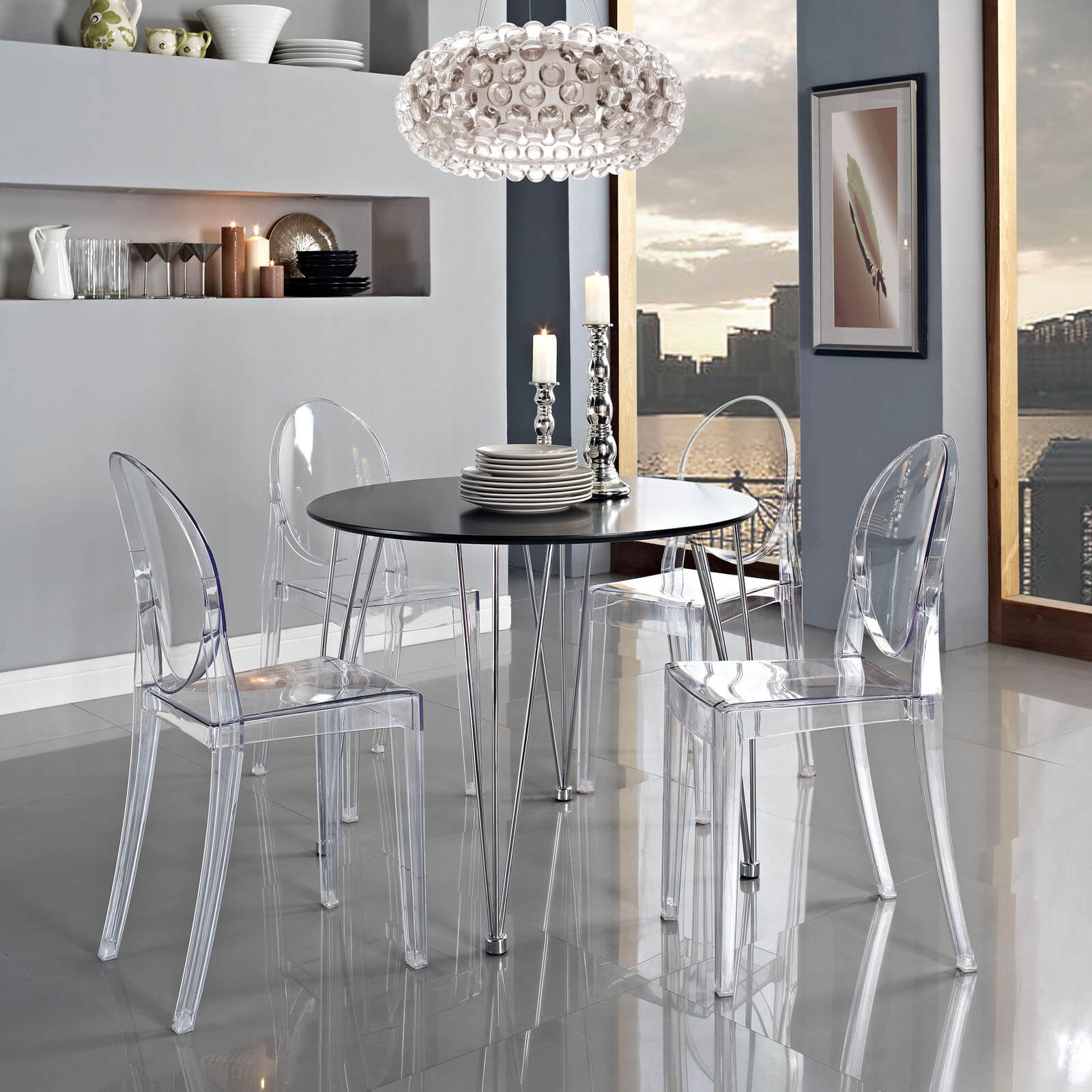 Casper Dining Side Chair, Clear by Modway Furniture