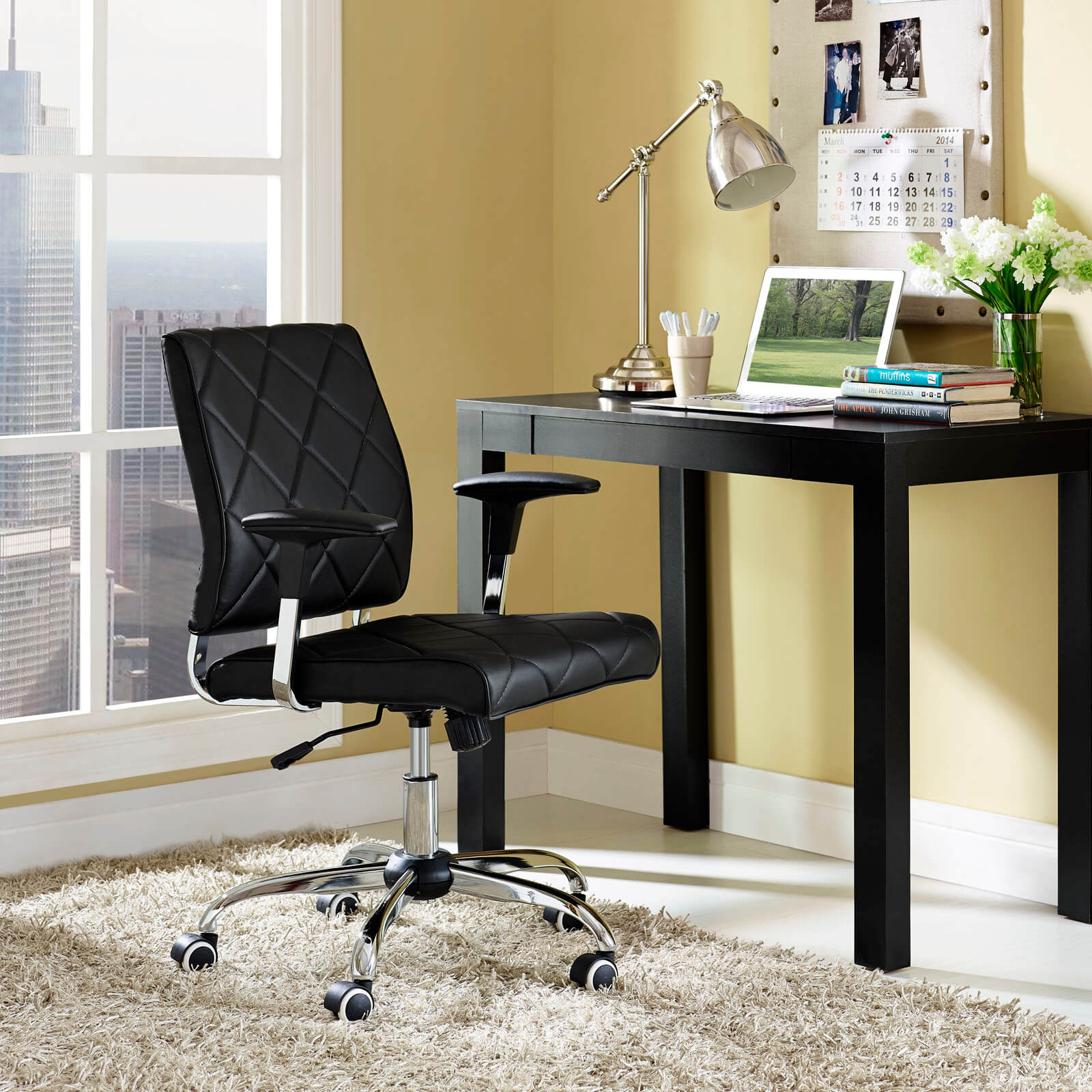 Lattice Vinyl Office Chair, Black  by Modway Furniture