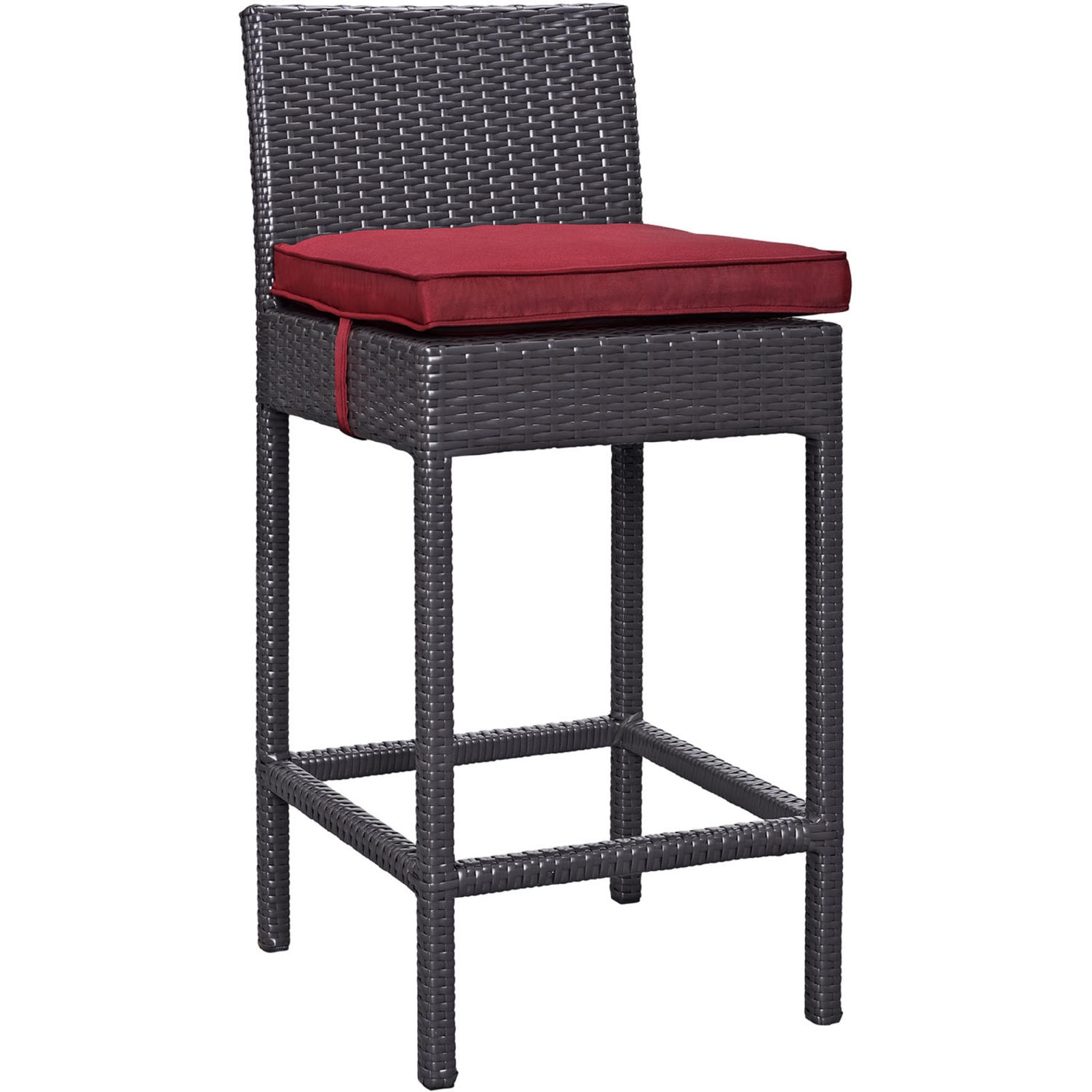 Lift Outdoor Patio Synthetic Rattan Bar Stool (Set of 2), Espresso/Red by Modway Furniture