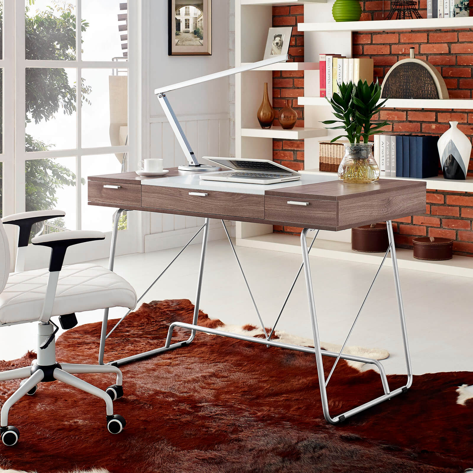Panel Office Desk, Birch by Modway Furniture