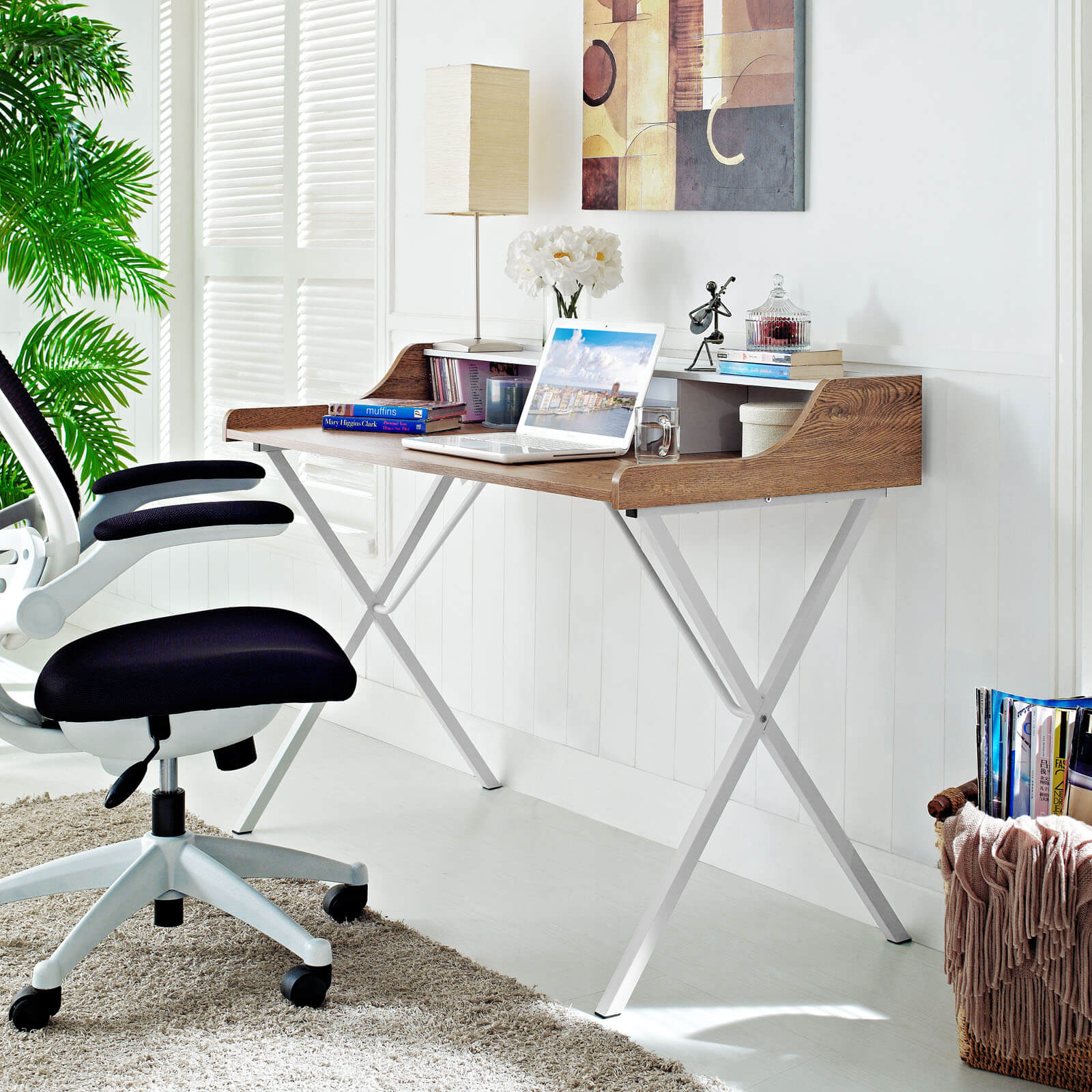 Bin Office Desk, Walnut by Modway Furniture