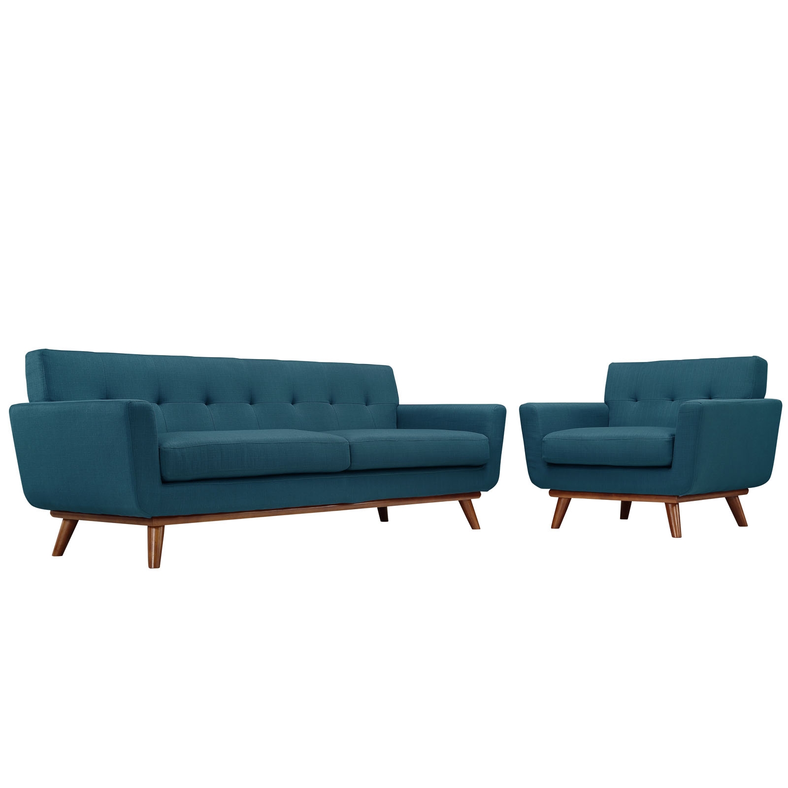 Engage Tufted Fabric Armchair & Sofa (Set of 2)