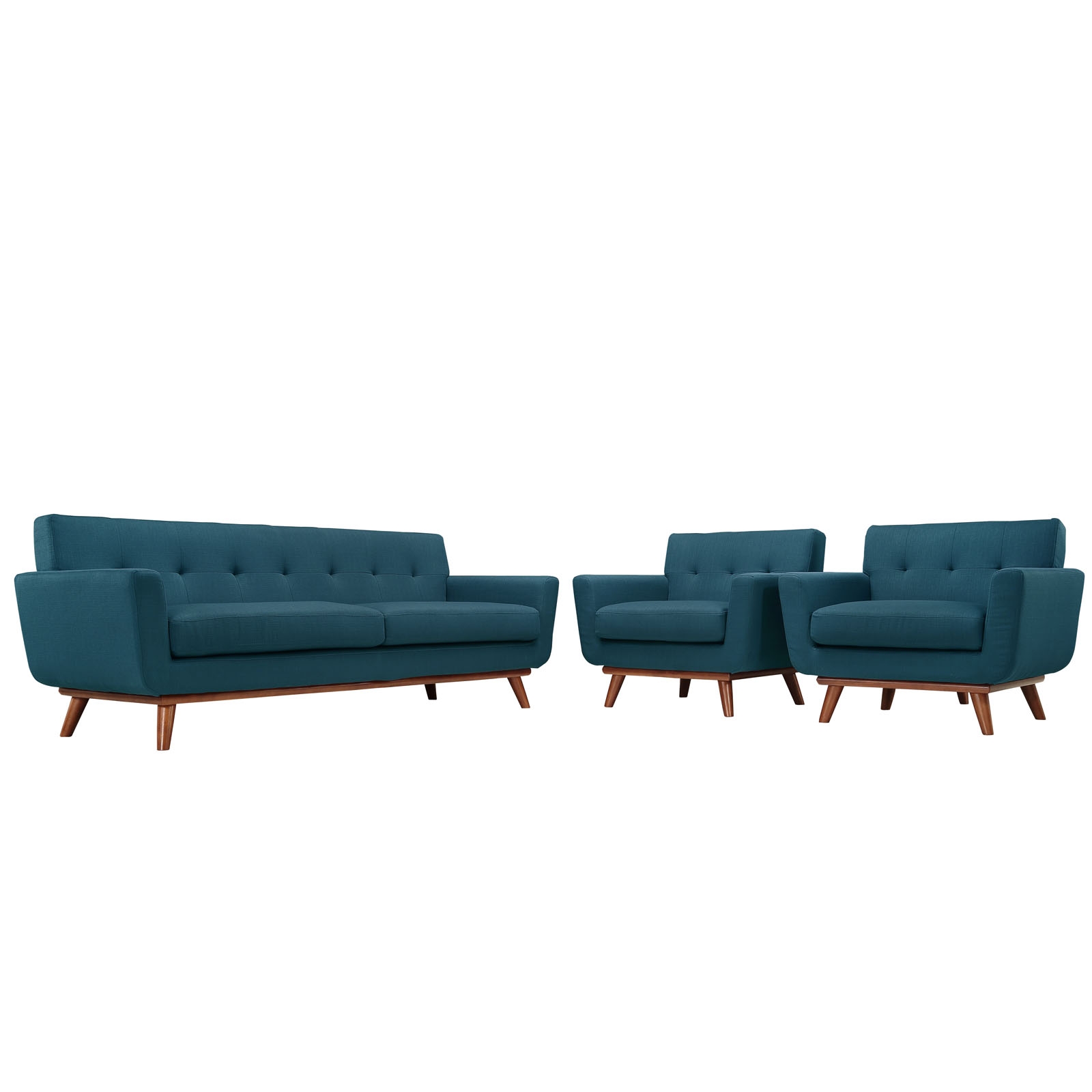 Engage Tufted Fabric Armchairs & Sofa (Set of 3)