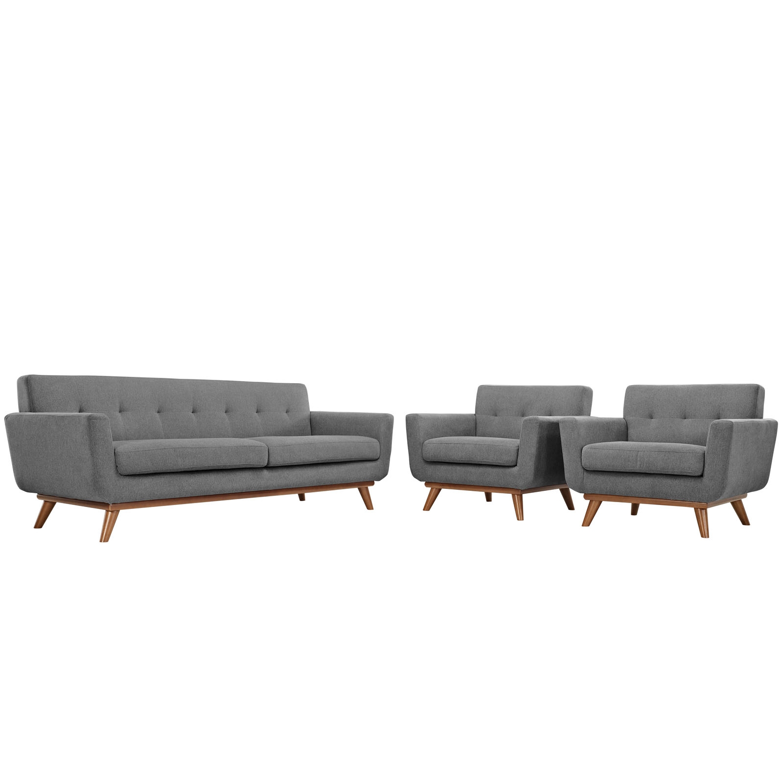 Engage Tufted Fabric Armchairs & Sofa (Set of 3)