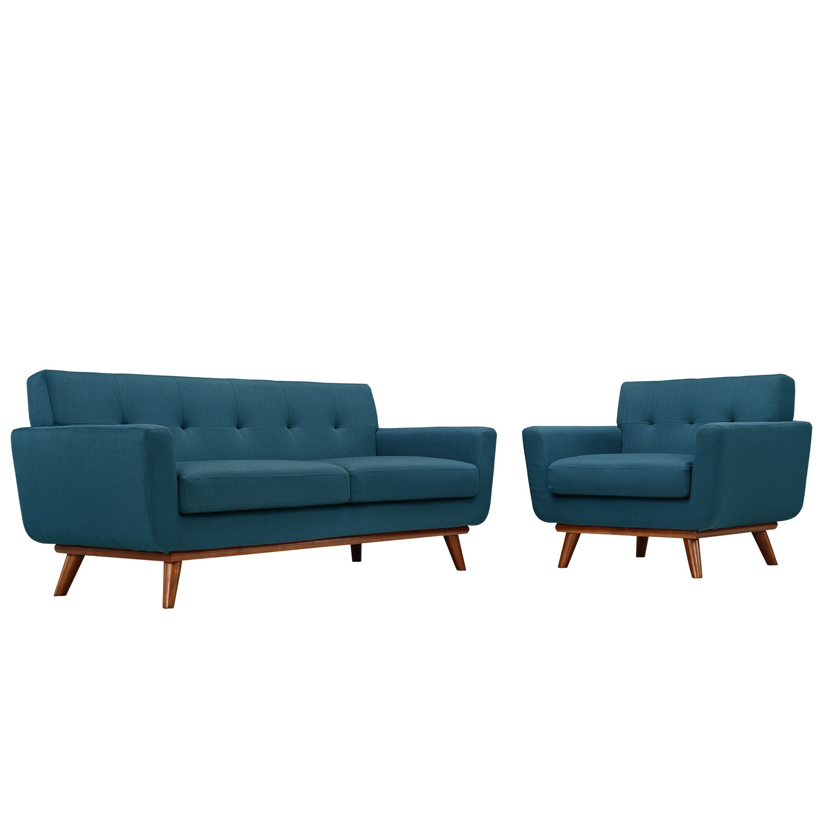 Engage Tufted Fabric Armchair & Loveseat (Set of 2)