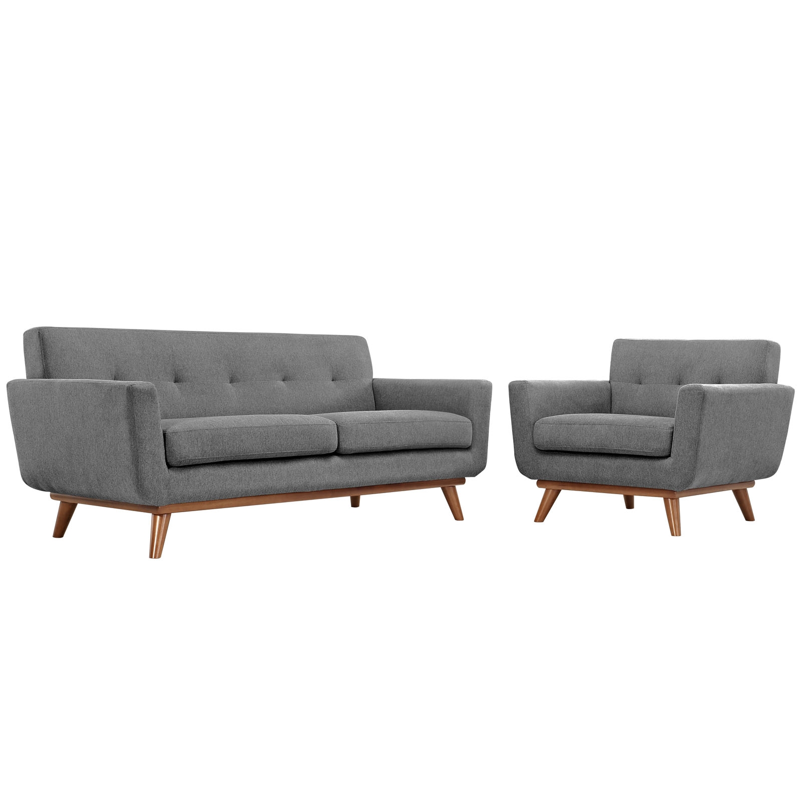 Engage Tufted Fabric Armchair & Loveseat (Set of 2)