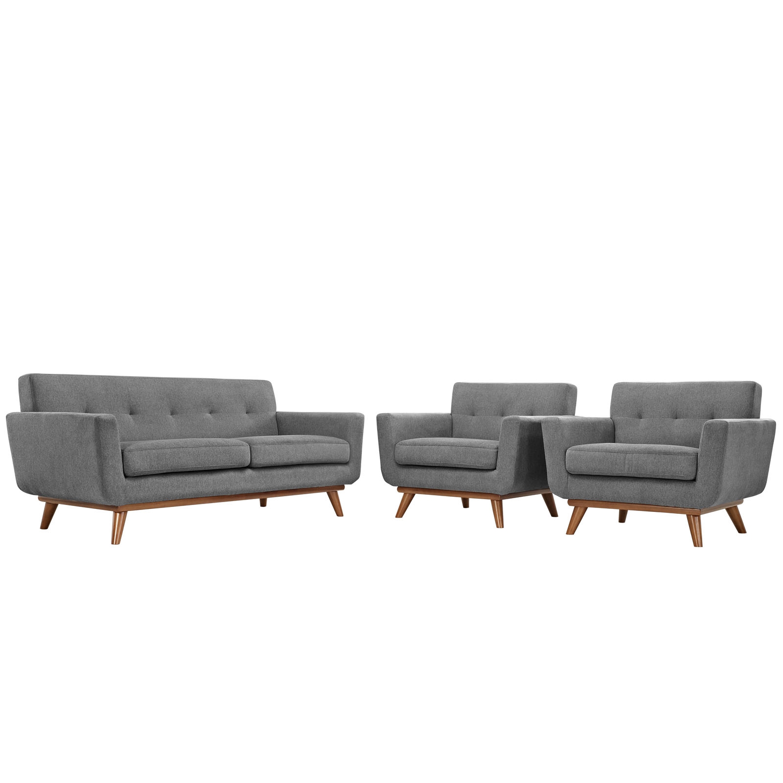 Engage Tufted Fabric Armchairs & Loveseat (Set of 3)