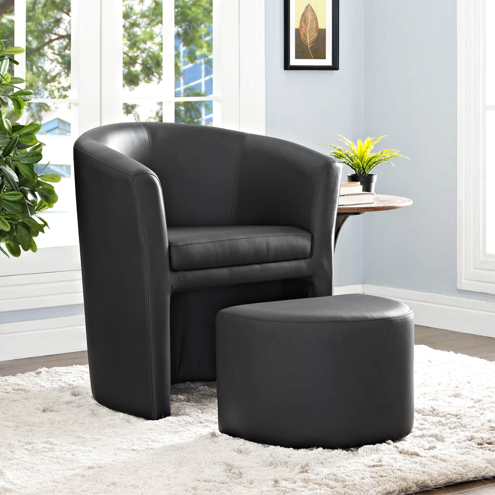 Divulge Armchair + Ottoman, Black by Modway Furniture