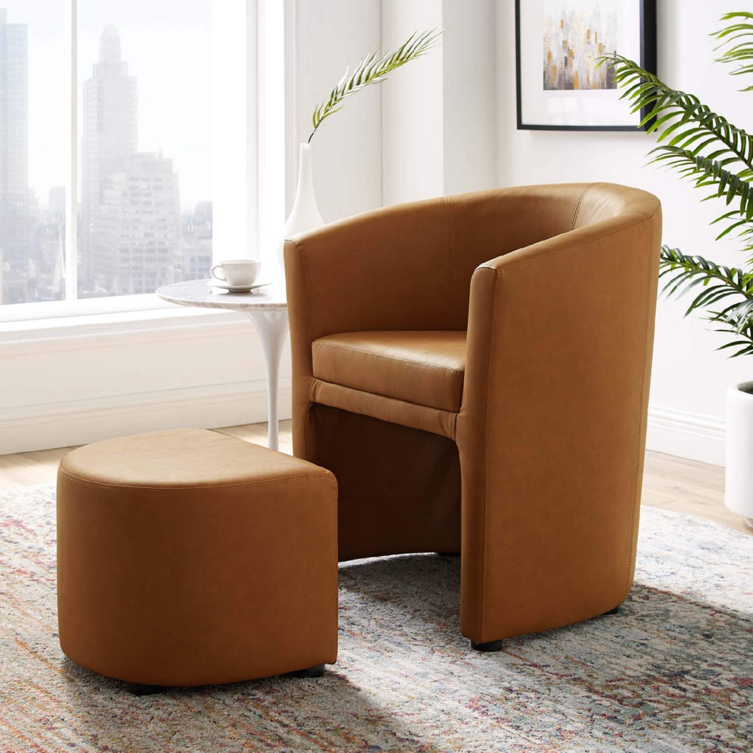 Divulge Armchair + Ottoman, Tan by Modway Furniture
