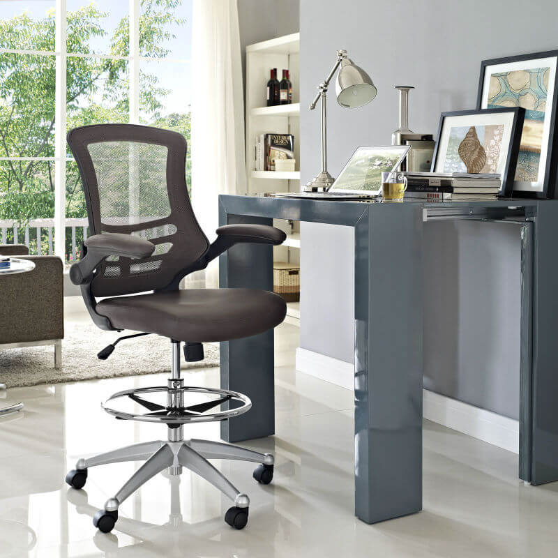 Attainment Drafting Stool, Brown  by Modway Furniture