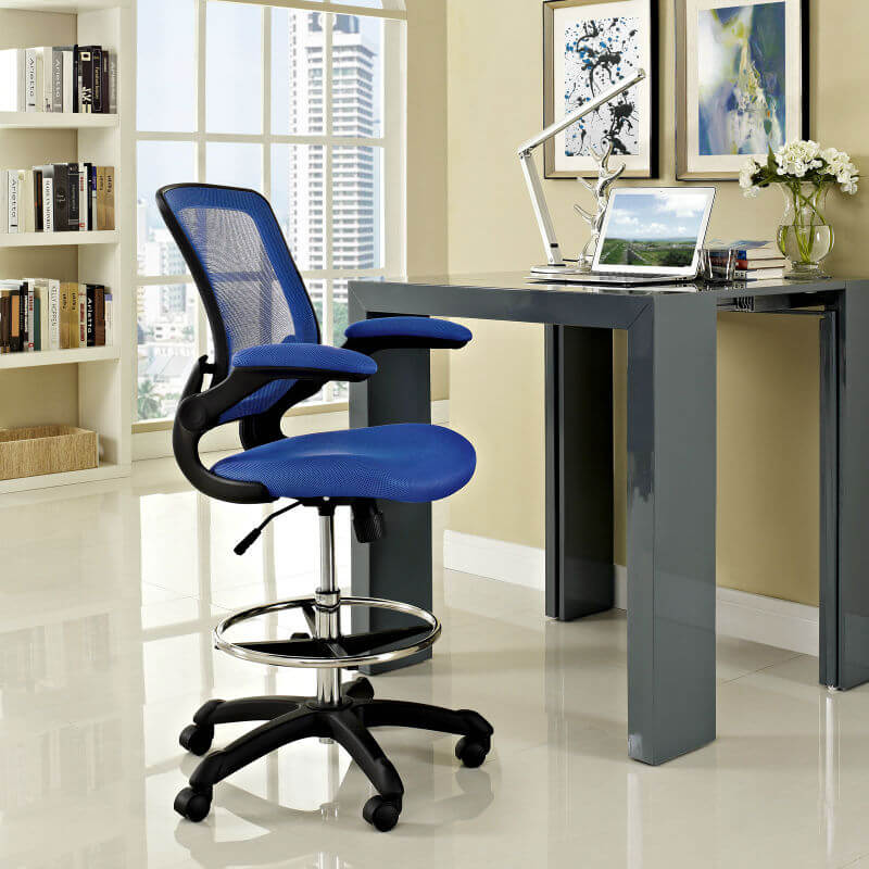 Veer Drafting Stool, Blue  by Modway Furniture