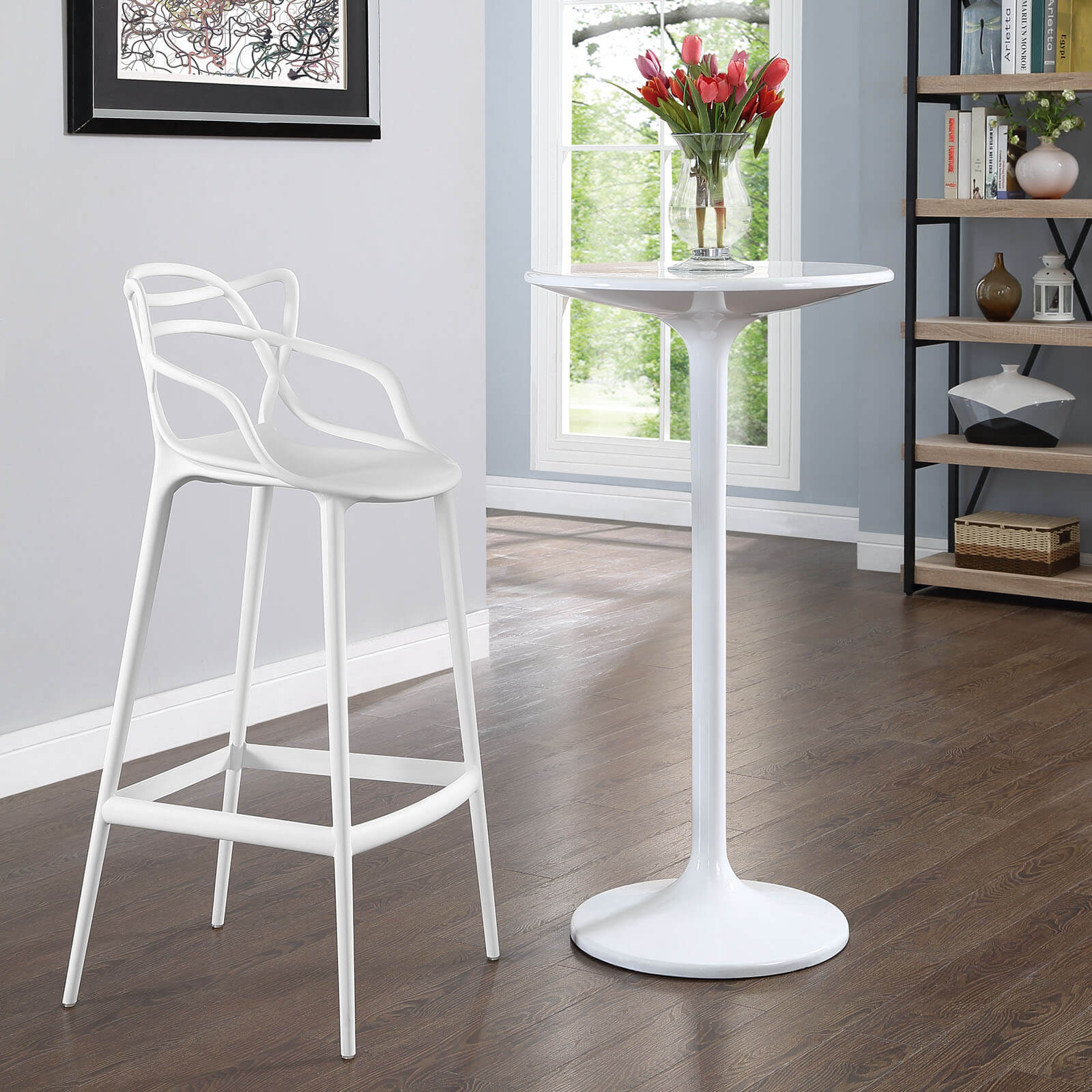 Entangled Bar Stool, White by Modway Furniture