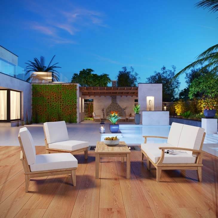 Marina 5-Pc Outdoor Patio Teak Set, Composition 2