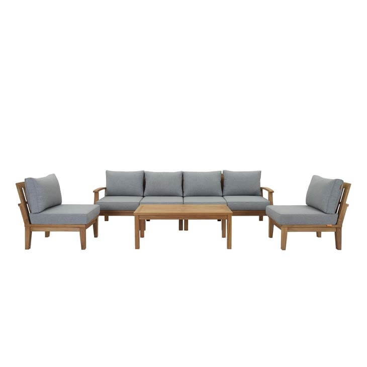Marina 7-Pc Outdoor Patio Teak Set, Composition 1