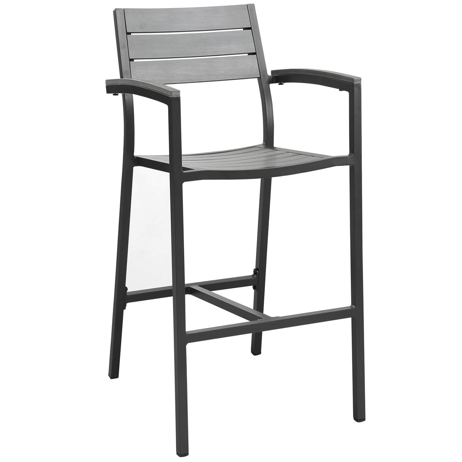 Maine Outdoor Patio Bar Stool, Brown + Gray by Modway Furniture