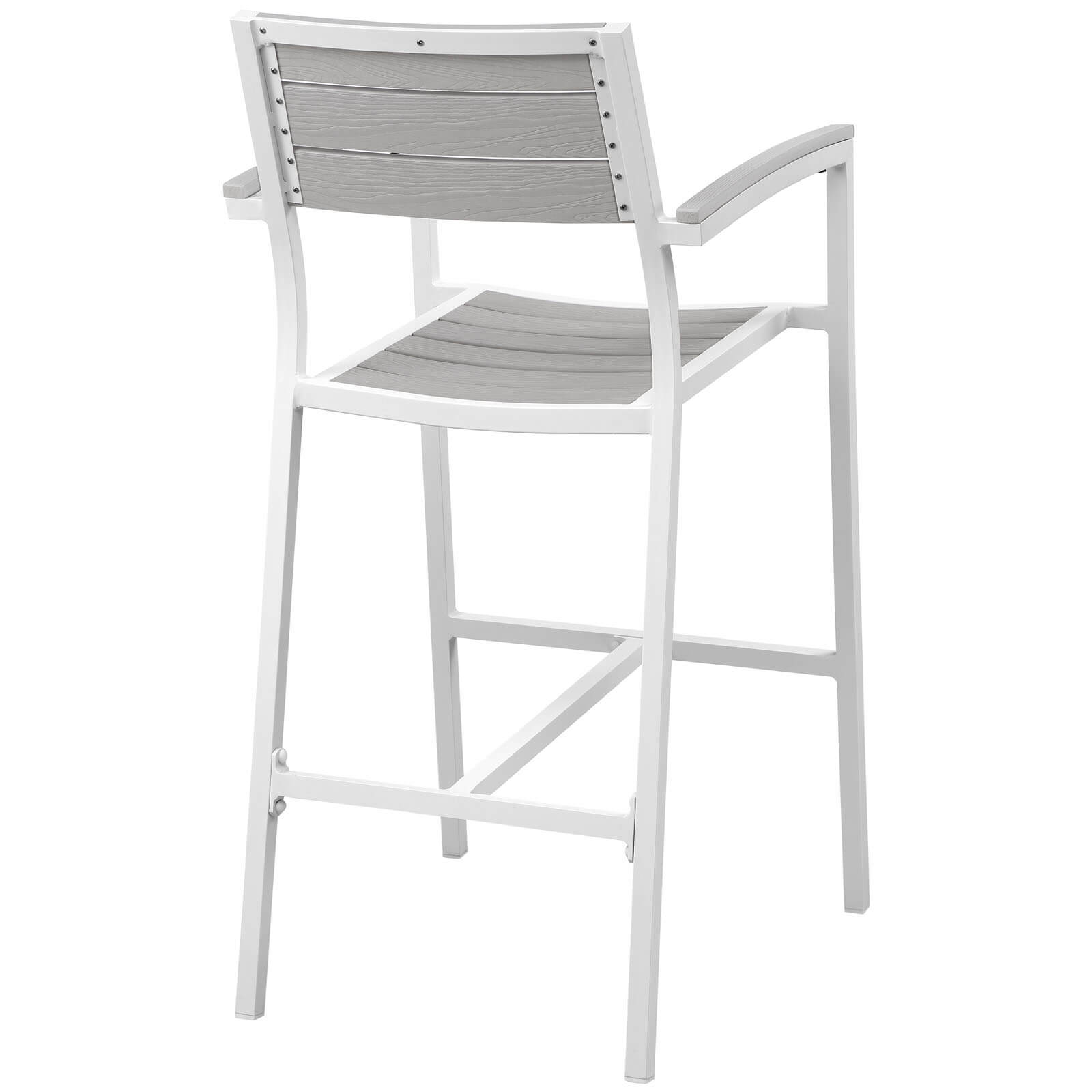 Maine Outdoor Patio Bar Stool, White + Light Gray by Modway Furniture