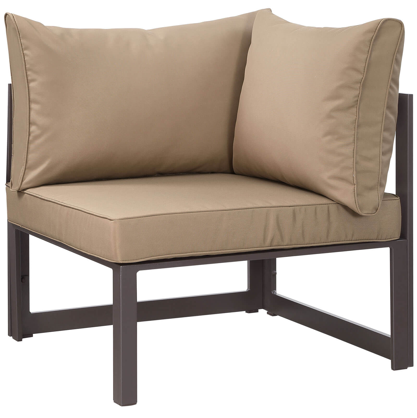 Fortuna Corner Outdoor Patio Armchair, Brown + Mocha by Modway Furniture