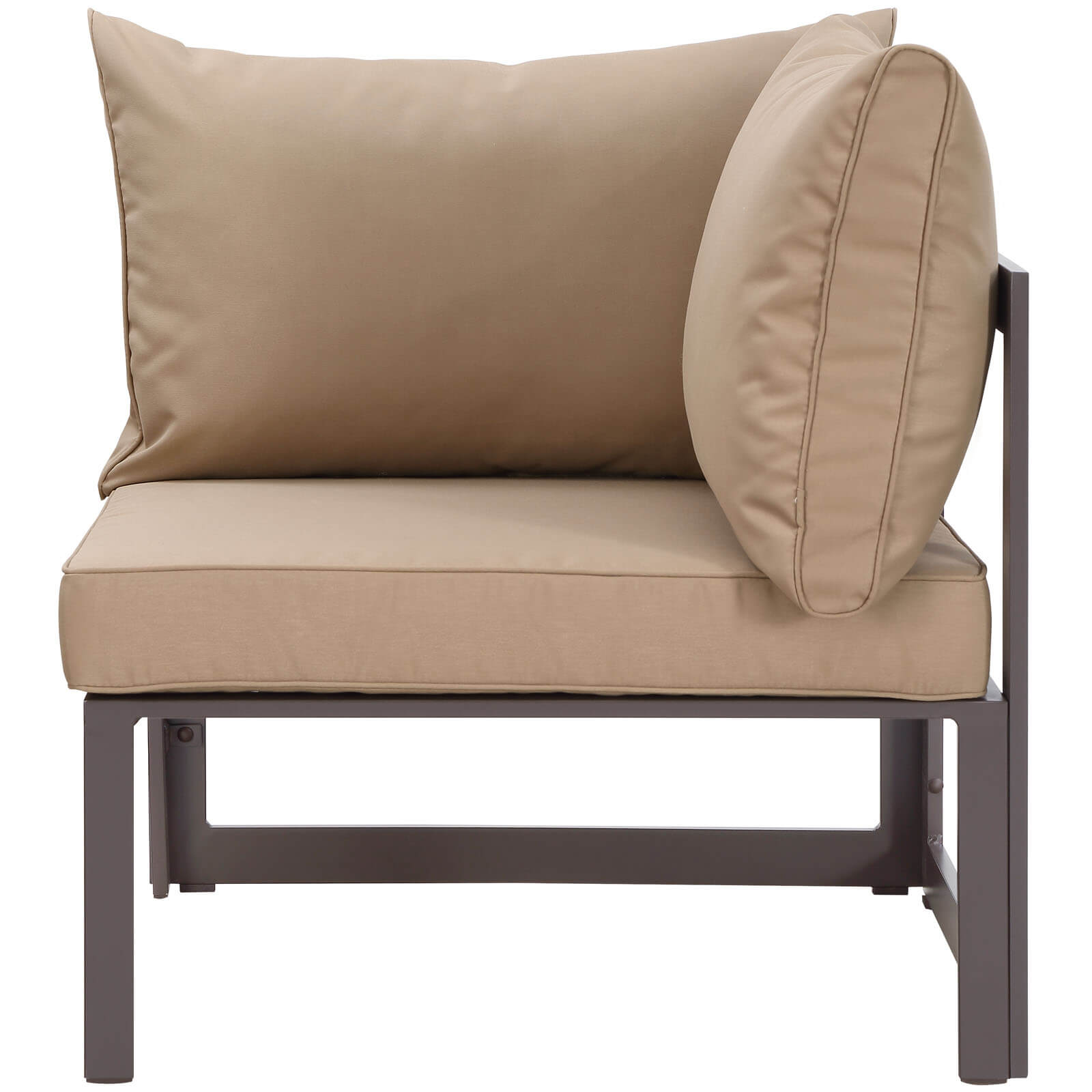 Fortuna Corner Outdoor Patio Armchair, Brown + Mocha by Modway Furniture