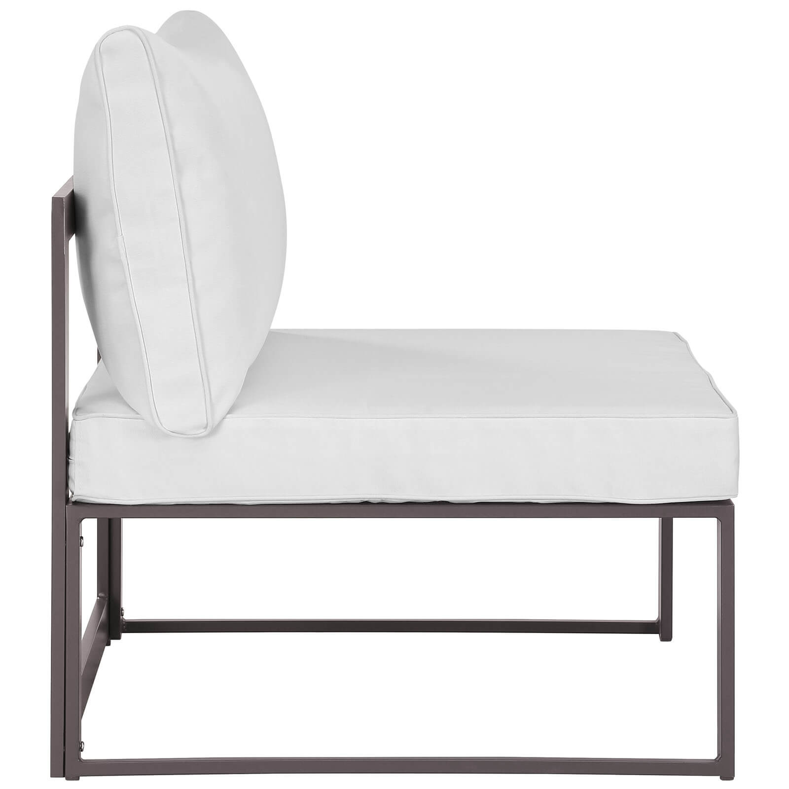 Fortuna Outdoor Patio Armless Chair, Brown + White by Modway Furniture
