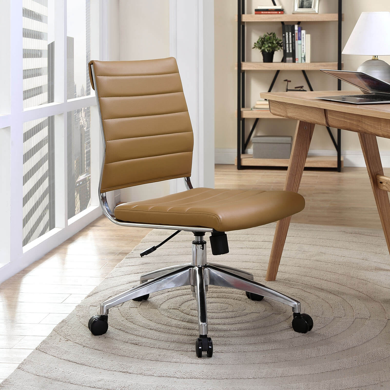 Jive Armless Mid Back Office Chair, Tan by Modway Furniture