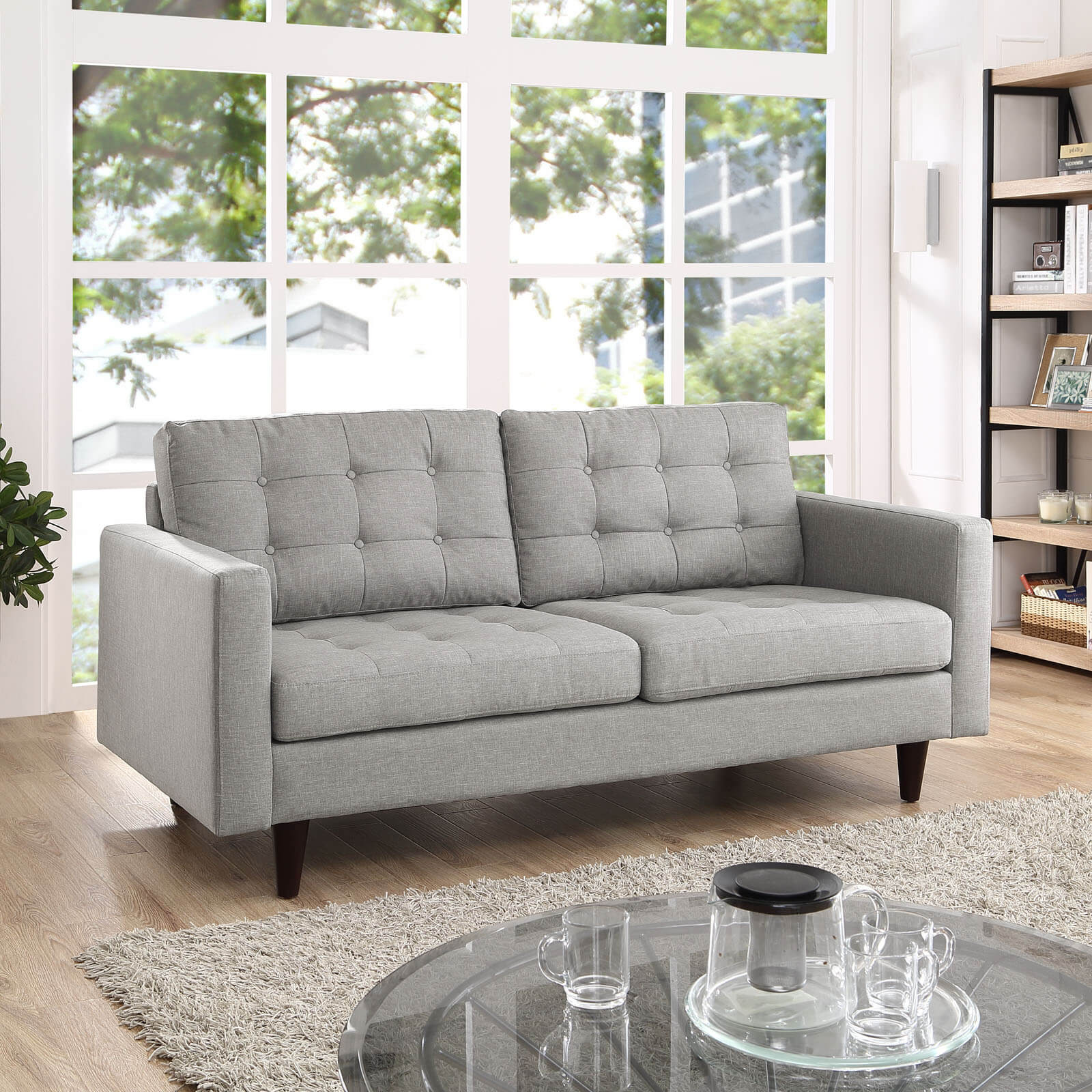 Empress Loveseat, Light Gray by Modway Furniture