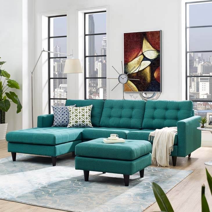 Modway Empress Right-Facing Upholstered Fabric Sectional Sofa