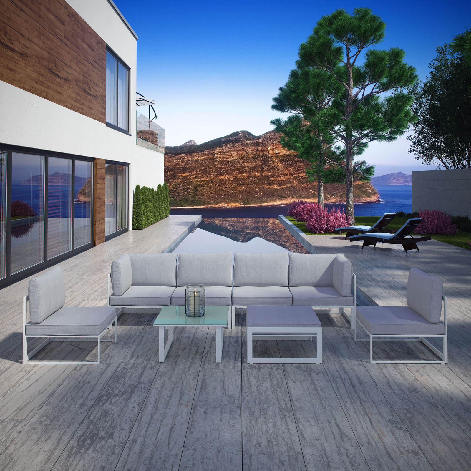 Fortuna 8-Pc Outdoor Patio Sectional Sofa Set, Composition 3