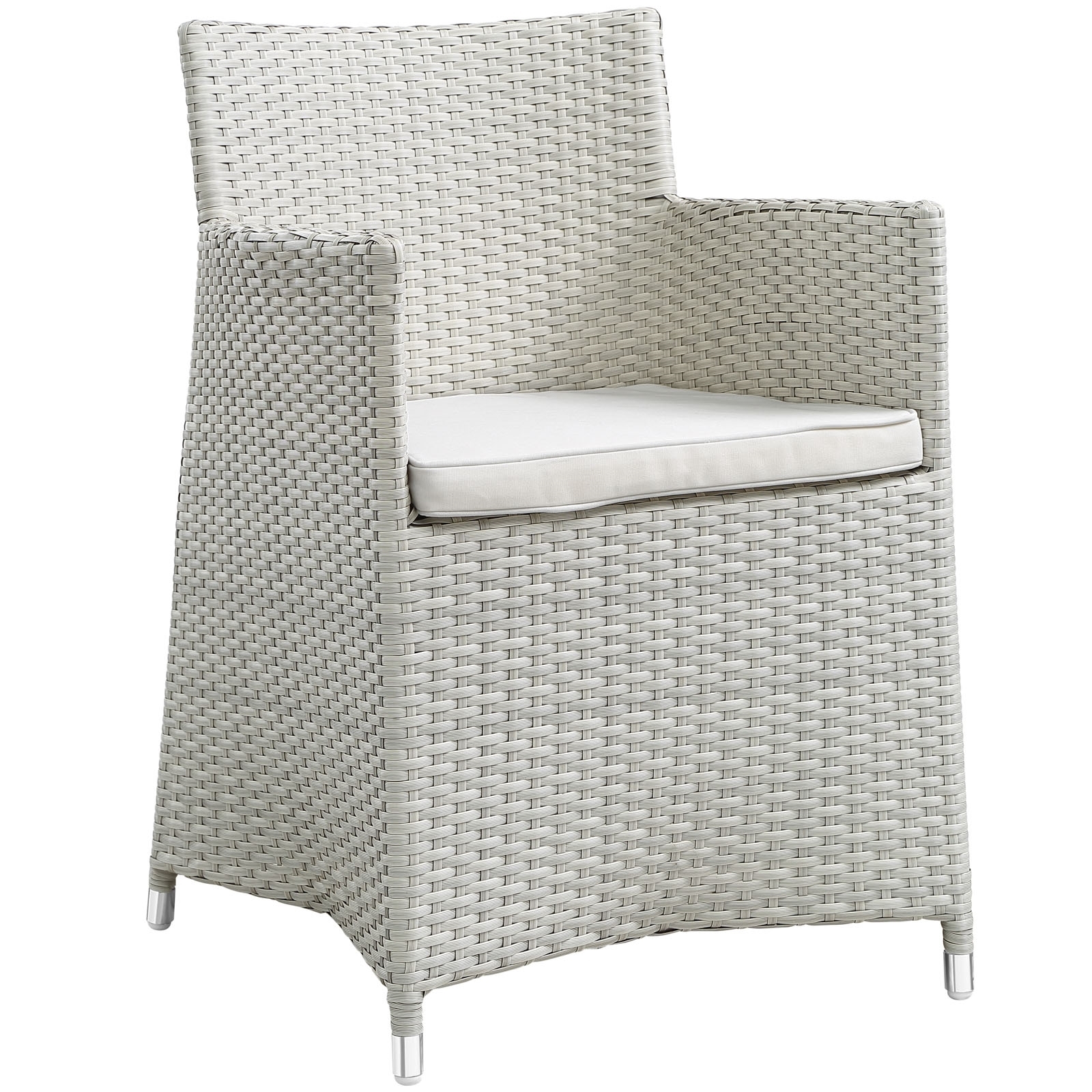 Junction 7 Piece Outdoor Patio Synthetic Rattan Wicker Dining Set, Gray/White by Modway Furniture