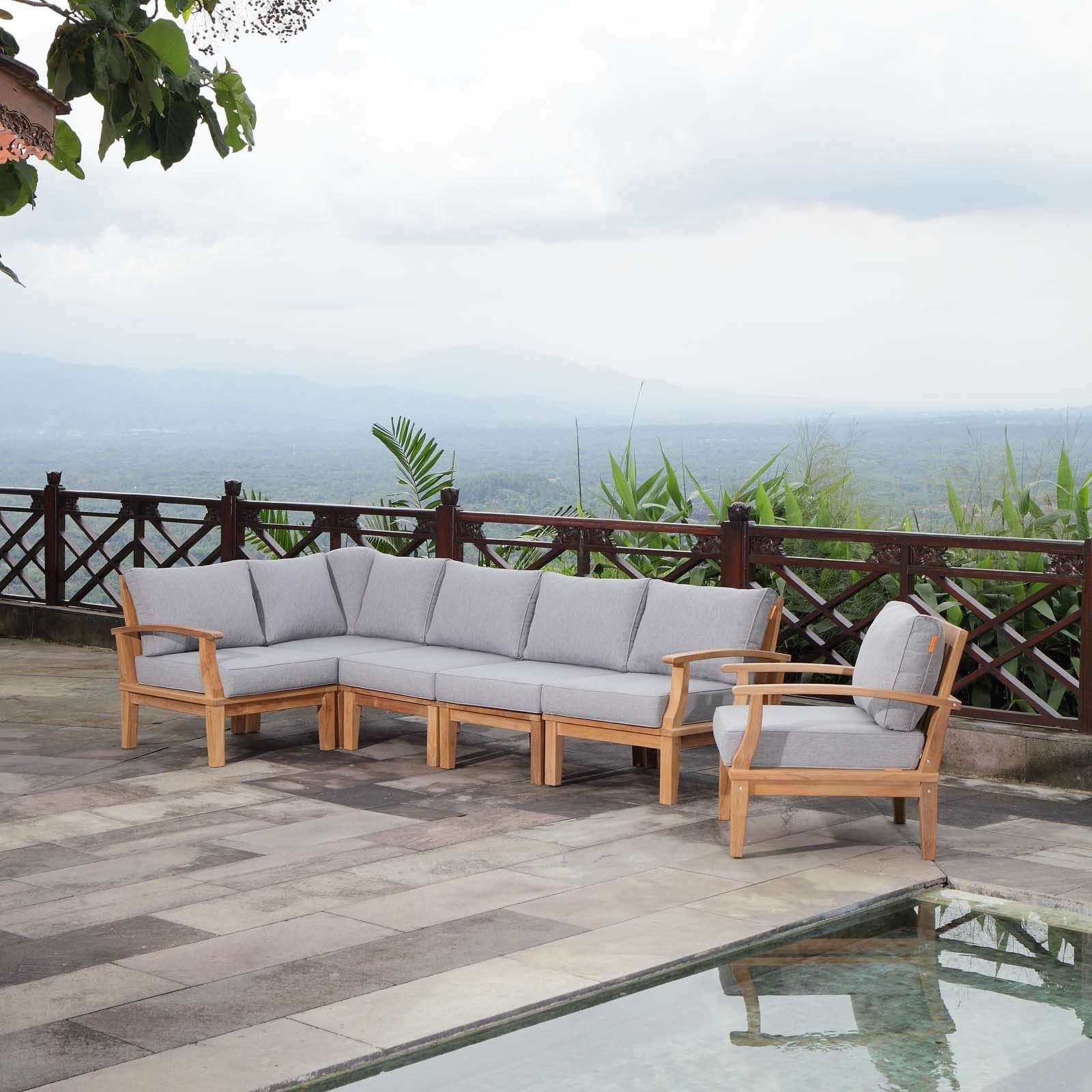 Marina 6-Pc Outdoor Patio Teak Set, Composition 2