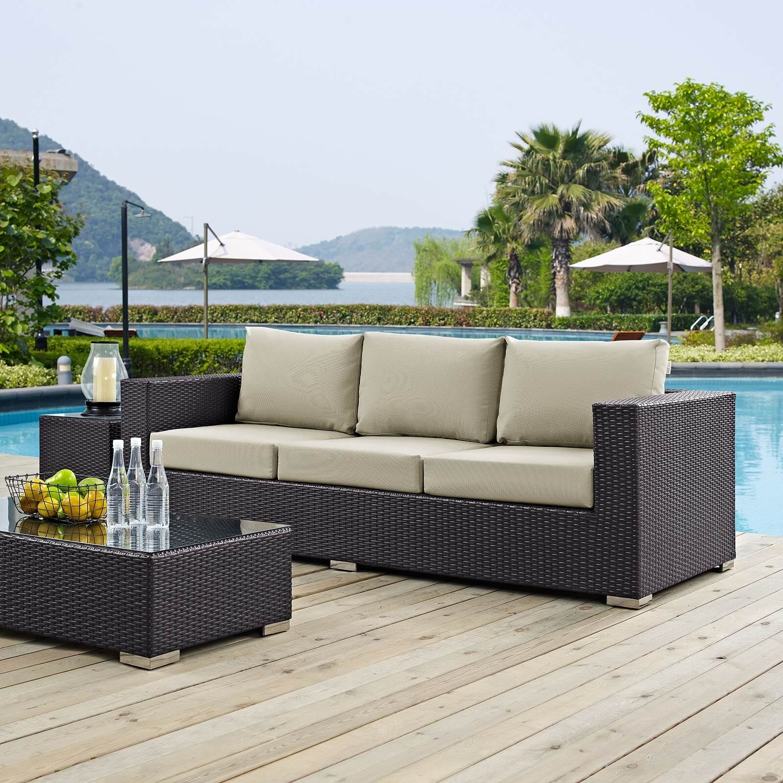 Convene Outdoor Patio Synthetic Rattan Weave Sofa
