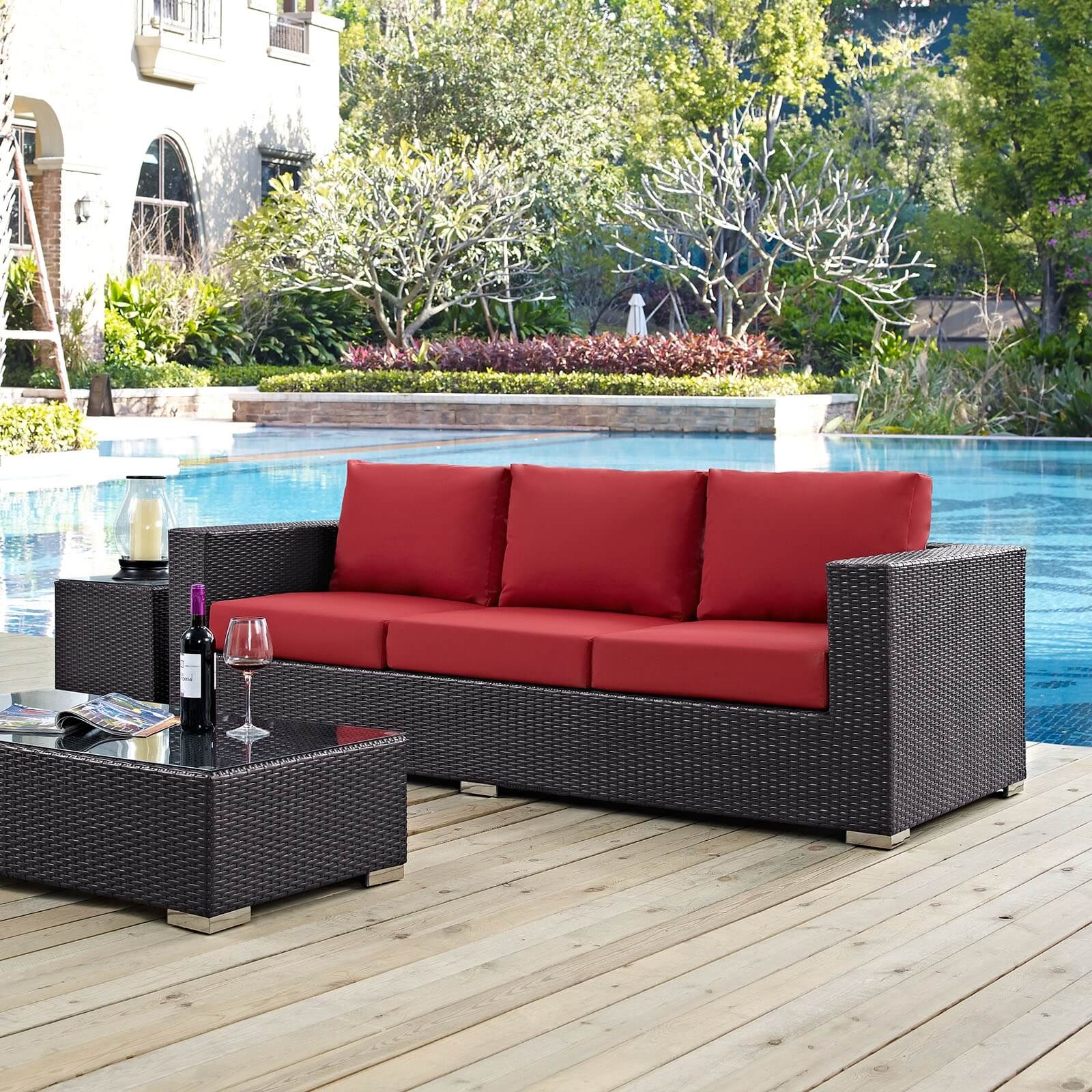 Convene Outdoor Patio Synthetic Rattan Weave Sofa