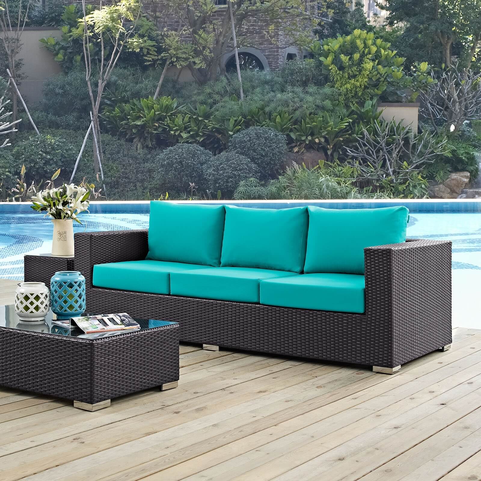 Convene Outdoor Patio Synthetic Rattan Weave Sofa