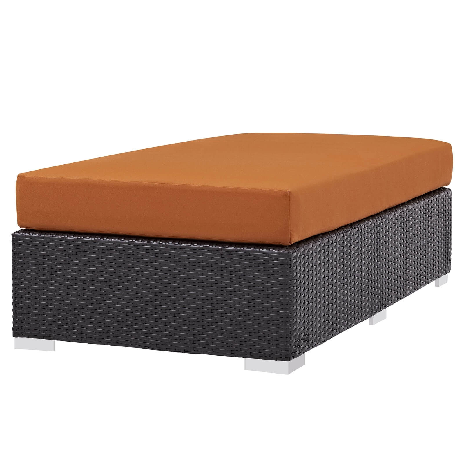 Convene Outdoor Patio Rectangle Fabric/Synthetic Rattan Weave Ottoman