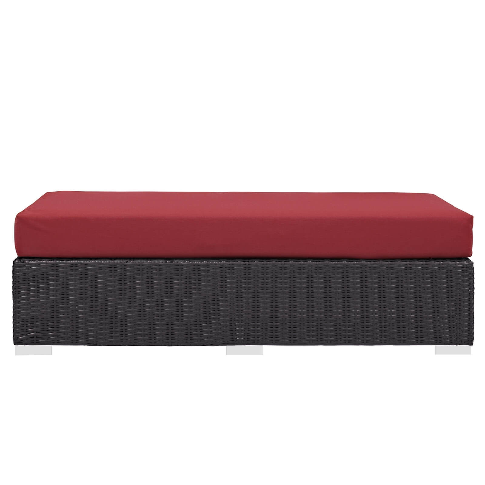 Convene Outdoor Patio Rectangle Fabric/Synthetic Rattan Weave Ottoman