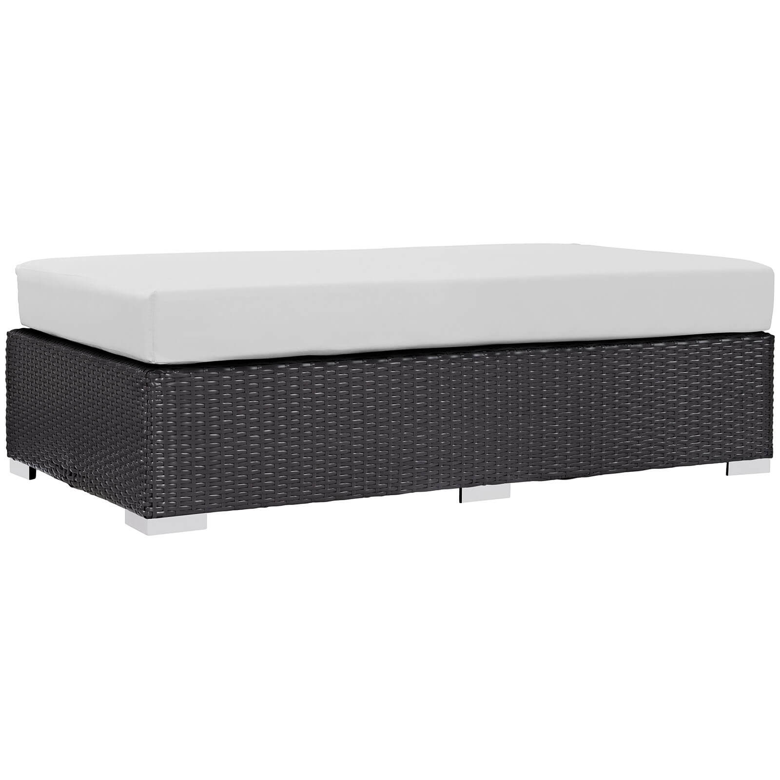 Convene Outdoor Patio Rectangle Fabric/Synthetic Rattan Weave Ottoman