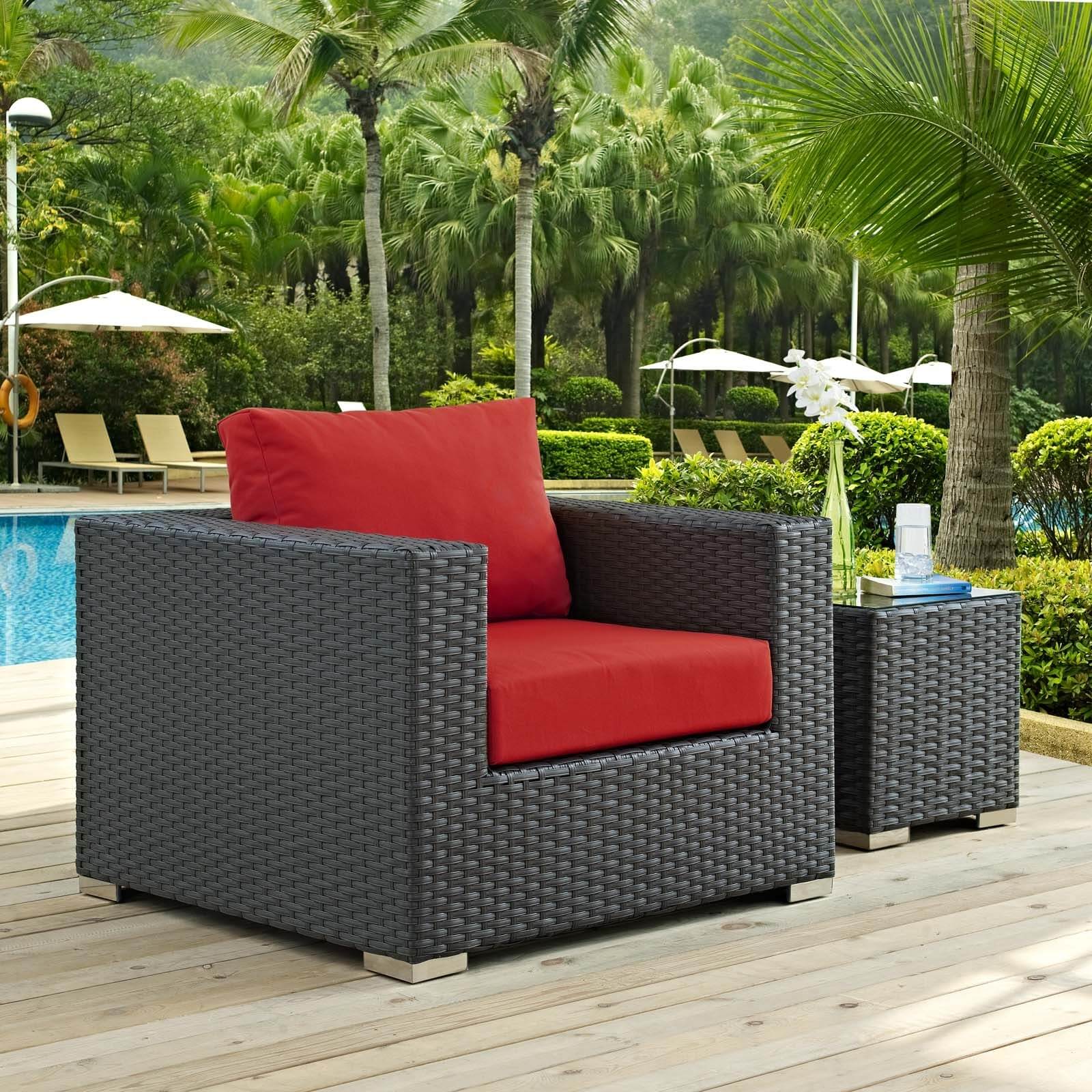 Sojourn Sunbrella/Synthetic Rattan Weave Outdoor Patio Armchair