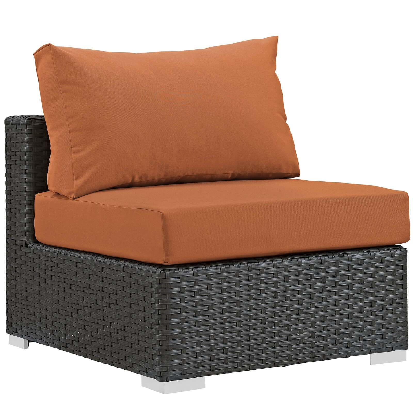 Sojourn Fabric Sunbrella/Synthetic Rattan Weave Outdoor Patio Armless Chair