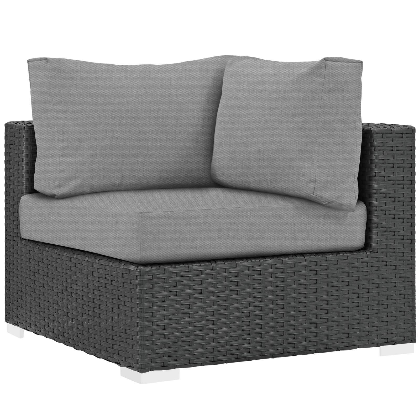 Sojourn Outdoor Patio Sunbrella/Synthetic Rattan Weave Corner Chair