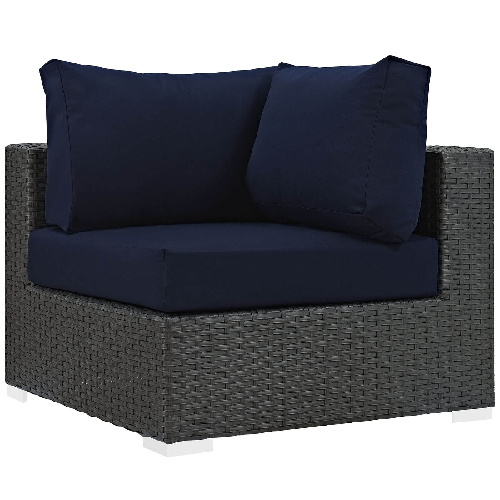 Sojourn Outdoor Patio Sunbrella/Synthetic Rattan Weave Corner Chair