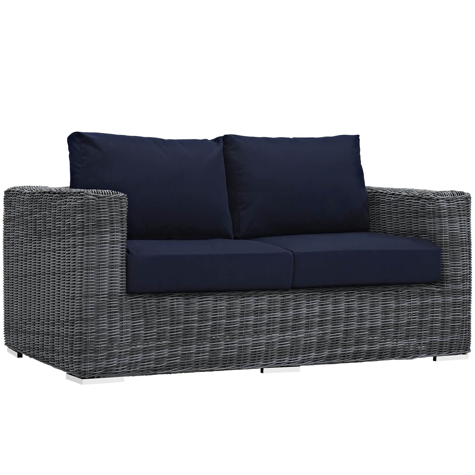 Summon Sunbrella/Synthetic Rattan Weave Outdoor Patio Loveseat