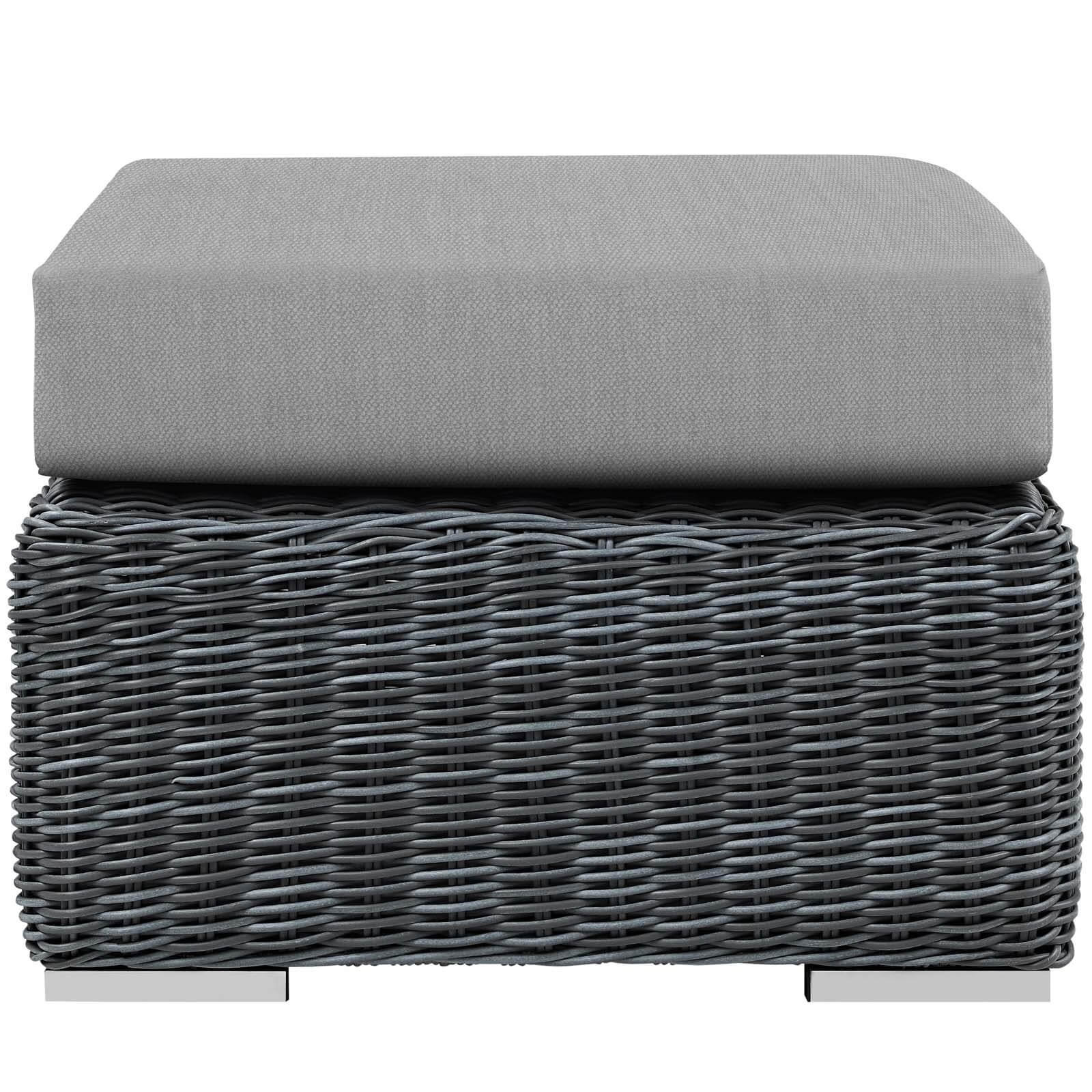Summon Sunbrella/Synthetic Rattan Weave Outdoor Patio Ottoman