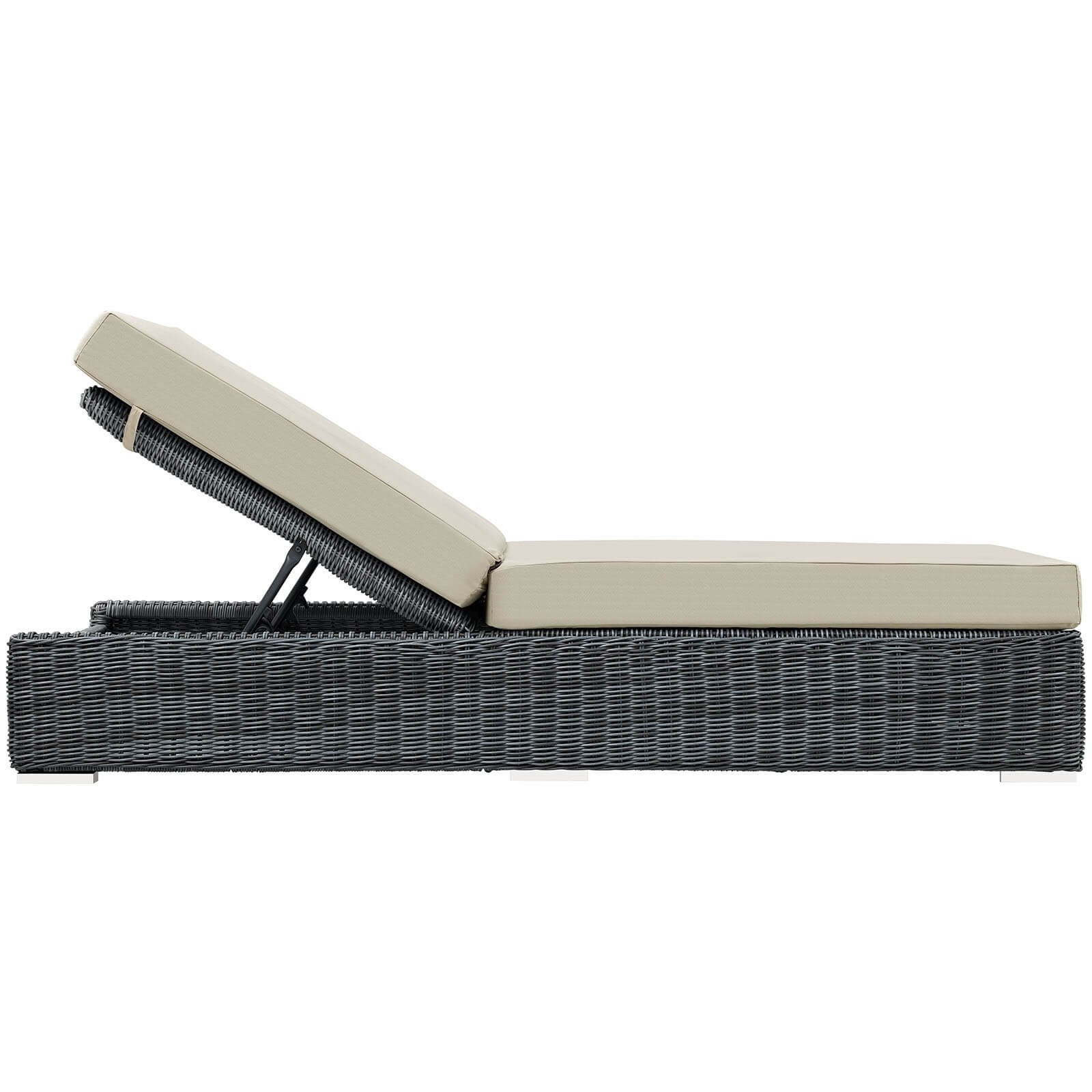 Summon Sunbrella/Synthetic Rattan Weave Outdoor Patio Chaise Lounge
