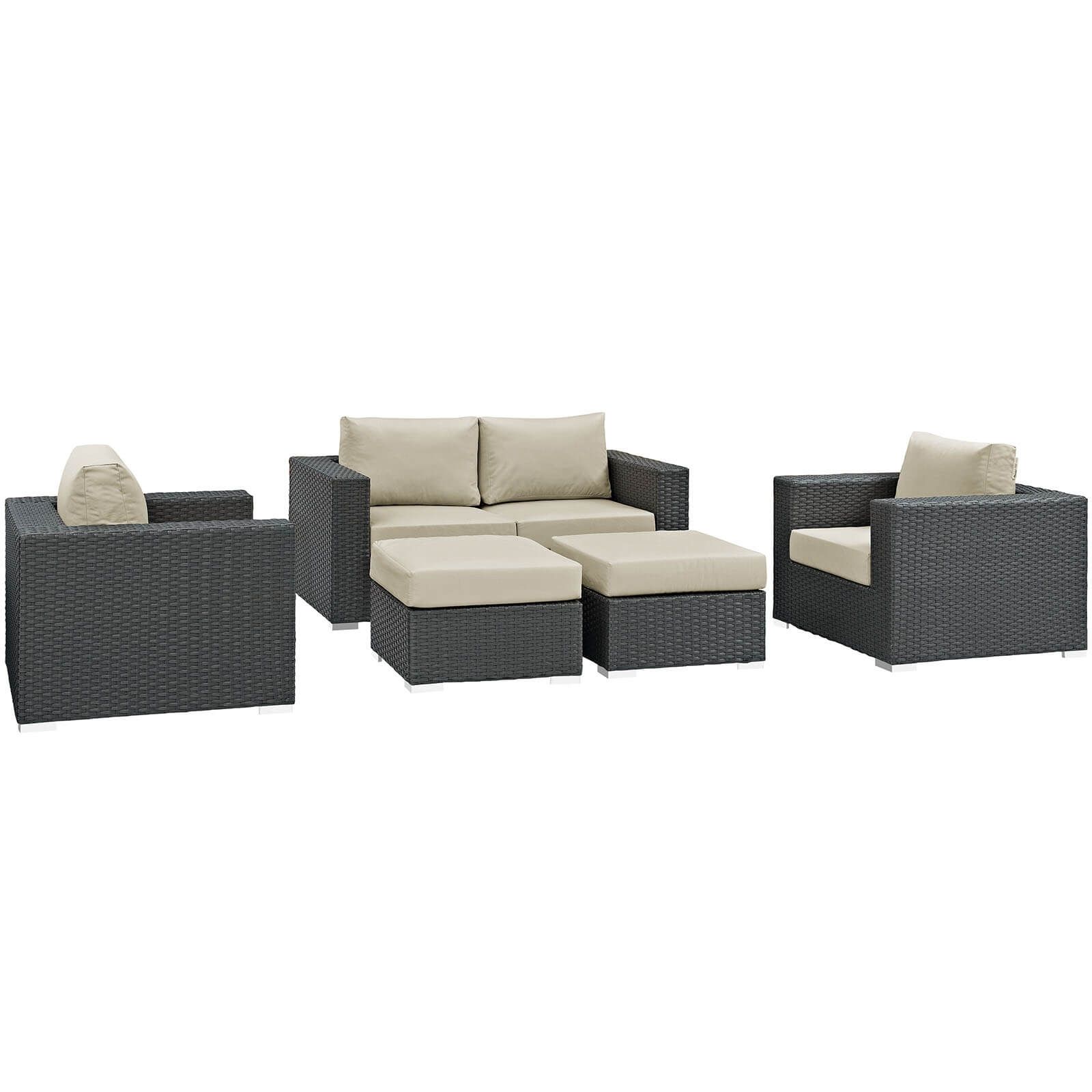 Sojourn 5-Pc Outdoor Patio Sunbrella/Synthetic Rattan Weave Sectional Set, Composition 1